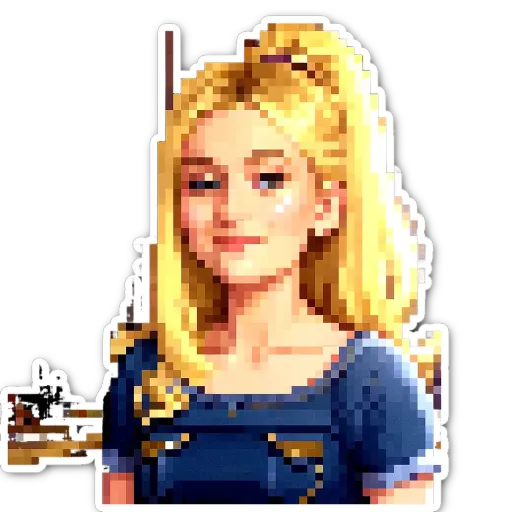 A girl with blonde hair is smiling and looking at the camera.