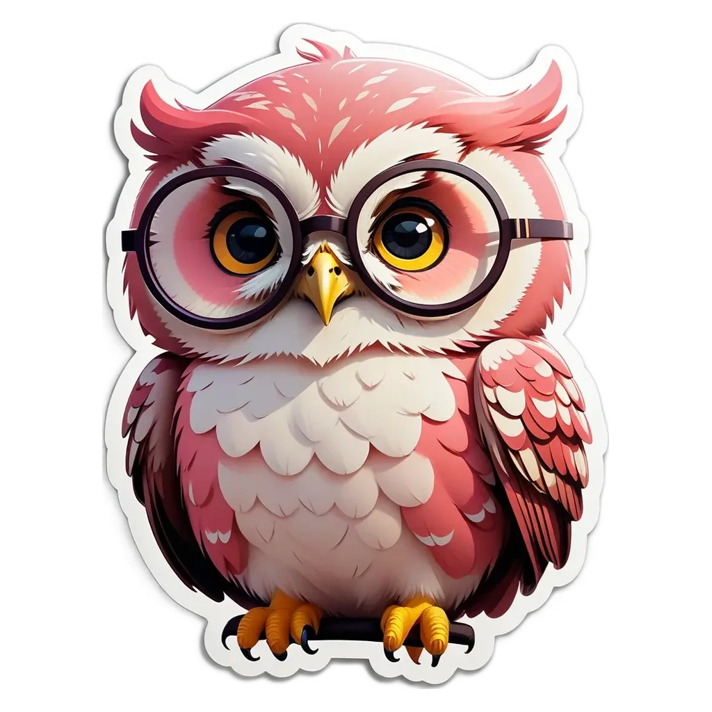 A cartoon owl with glasses that is on a black background.