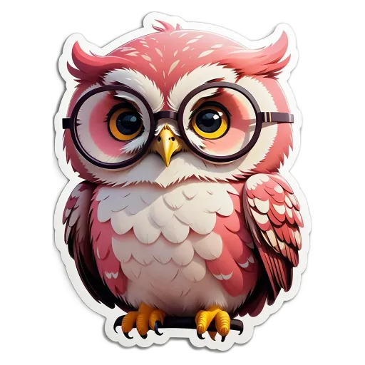 A cartoon owl with glasses that is on a black background.