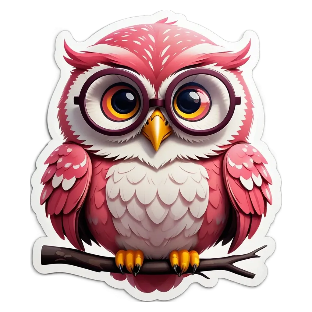A owl with glasses is sitting on a branch.