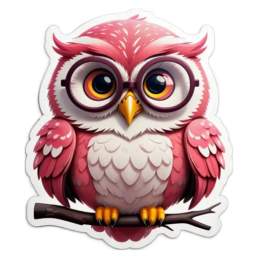 A owl with glasses is sitting on a branch.