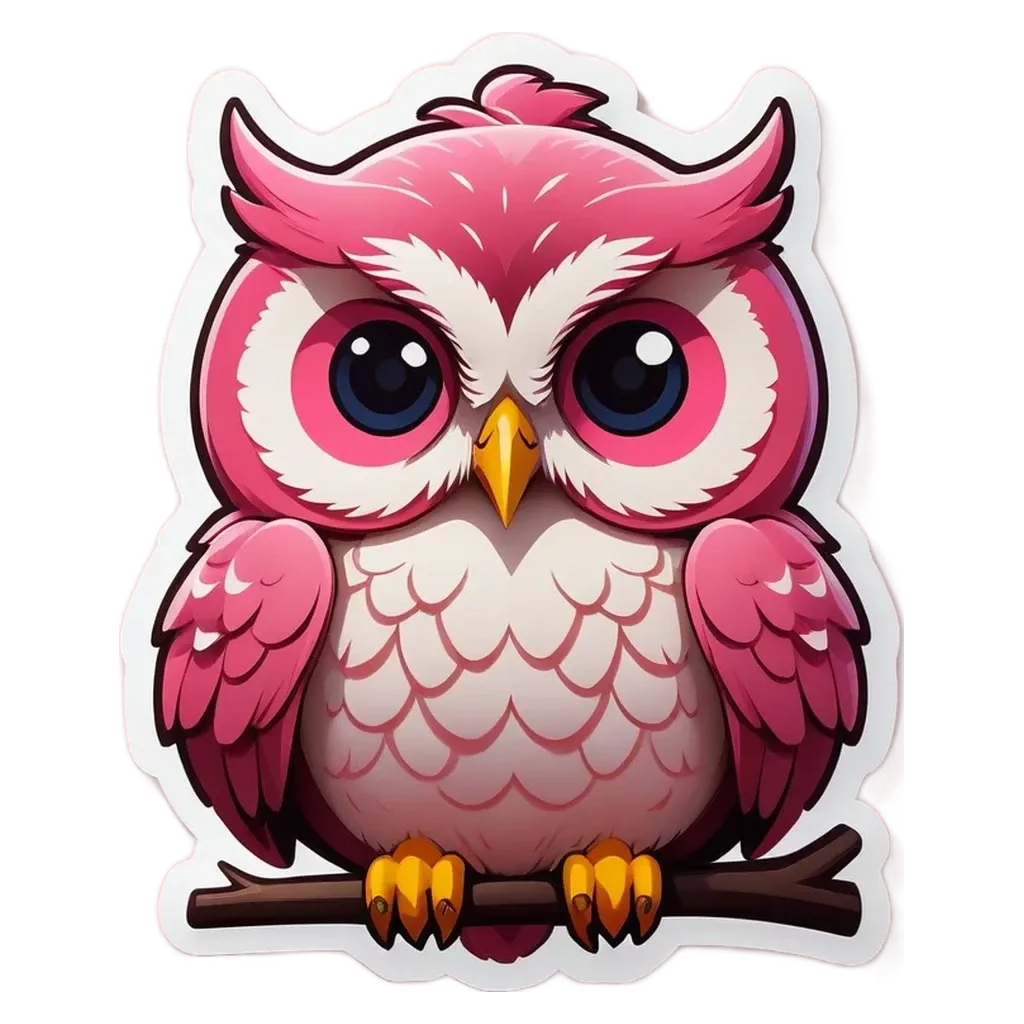A cartoon owl sitting on a branch.