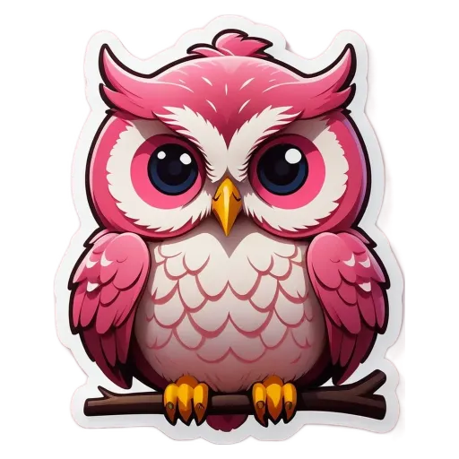 A cartoon owl sitting on a branch.