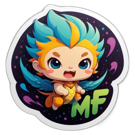 a colorful character with the letter M on his face.
