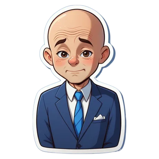 A cartoon depiction of a man in a suit and tie.
