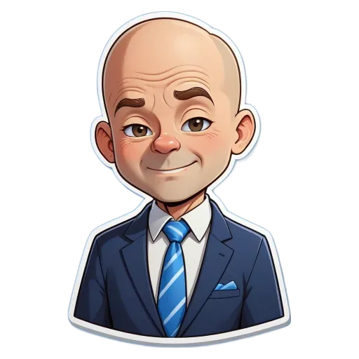 A cartoon depiction of a man in a suit and tie.