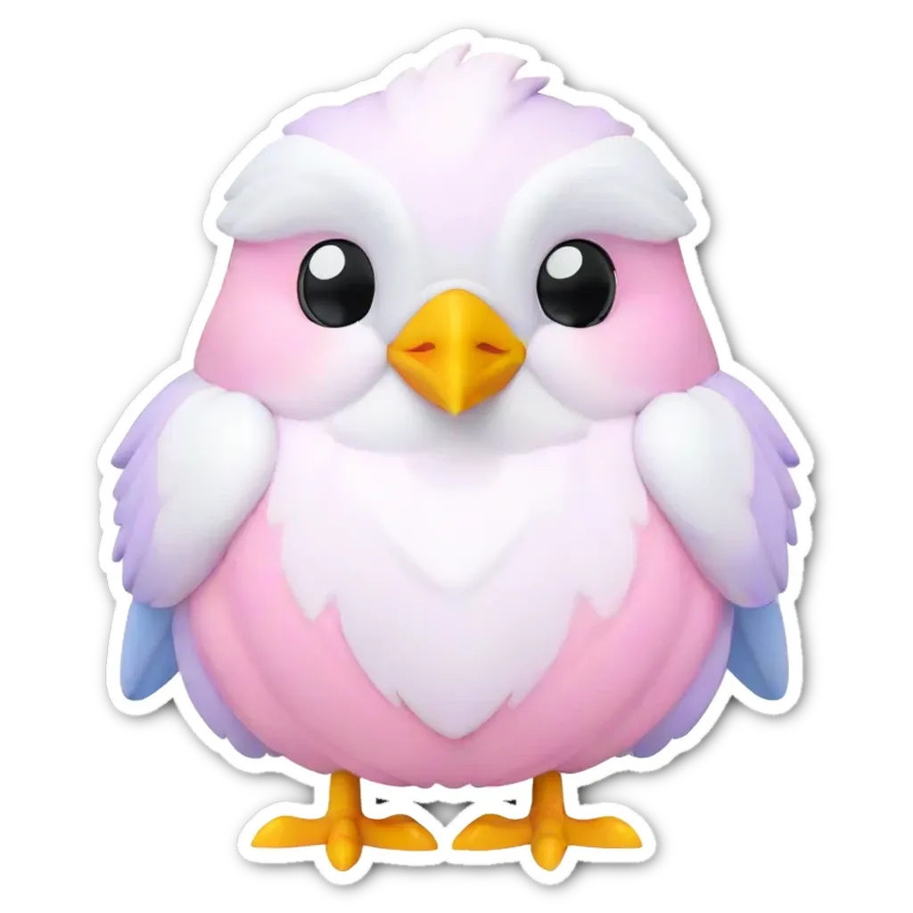 A sticker of an object that looks like a bird.