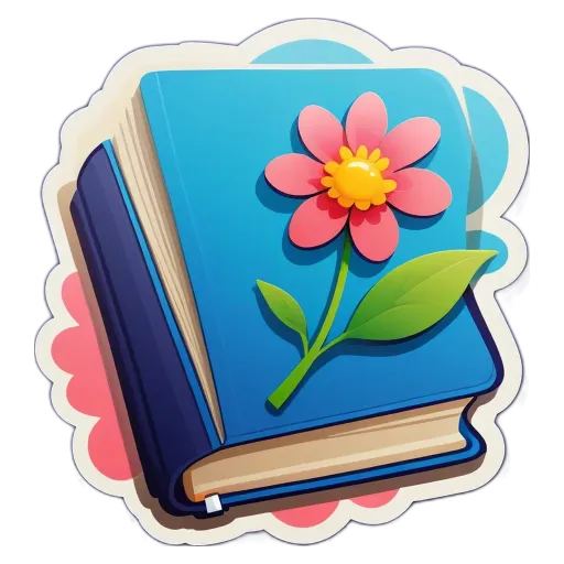 A book with a flower on the cover is displayed.