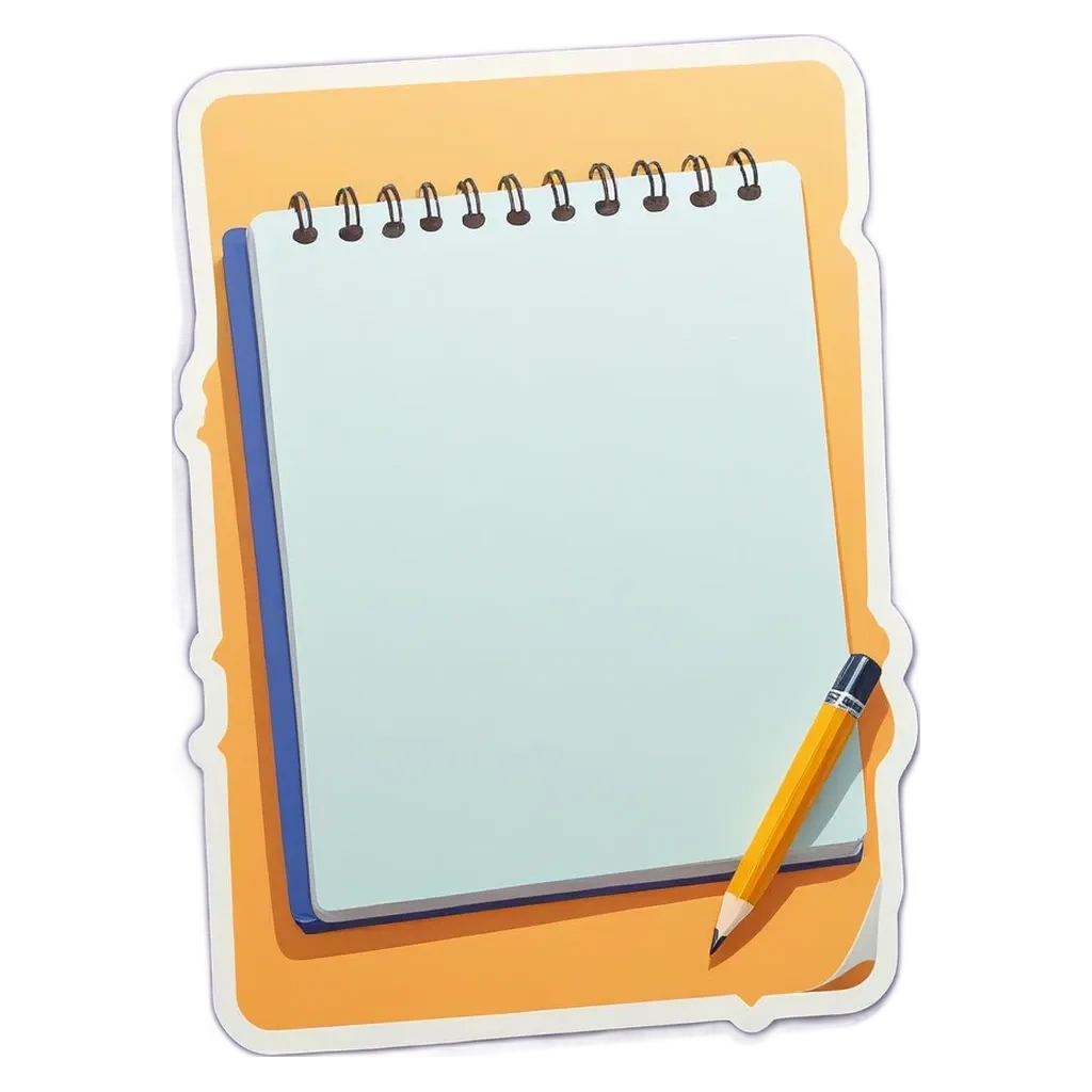 a notepad with a pencil on top of it.