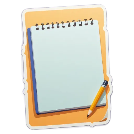 a notepad with a pencil on top of it.
