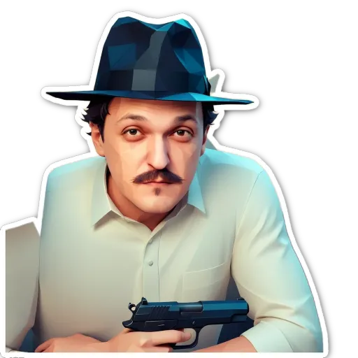 A man with a gun is holding a hat.