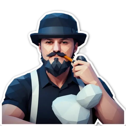 A man with a cigarette and a fake hangry expression.