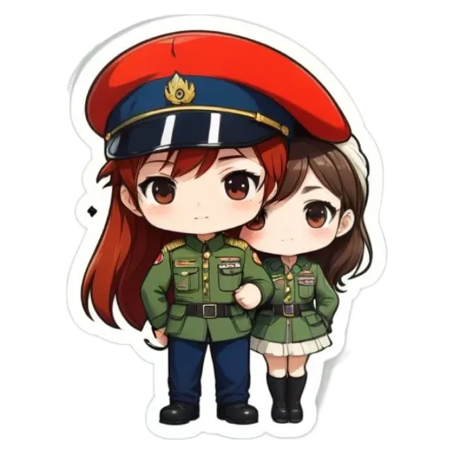 Two women wearing uniforms, one of them in a military uniform.