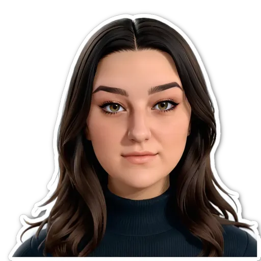 A woman's face is shown with a black background.