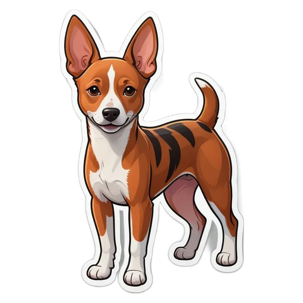 A cartoon dog that is brown and white with a smile on its face.