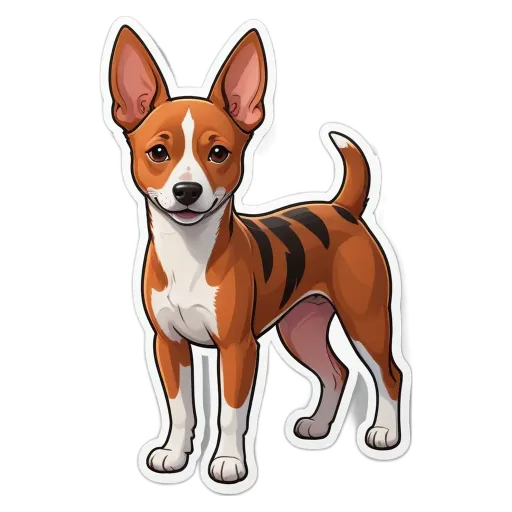 A cartoon dog that is brown and white with a smile on its face.