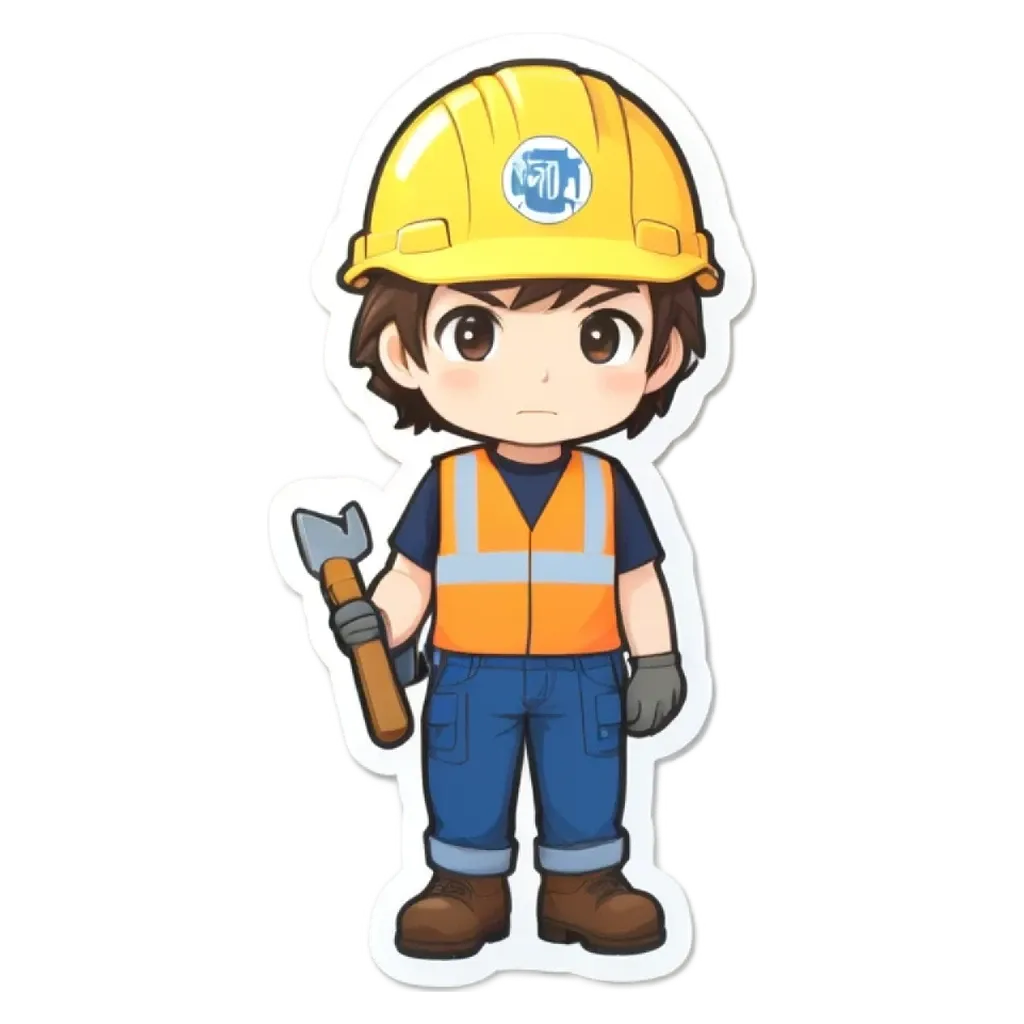 A boy in a safety vest holding a saw.