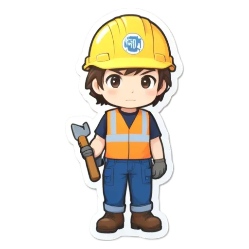 A boy in a safety vest holding a saw.
