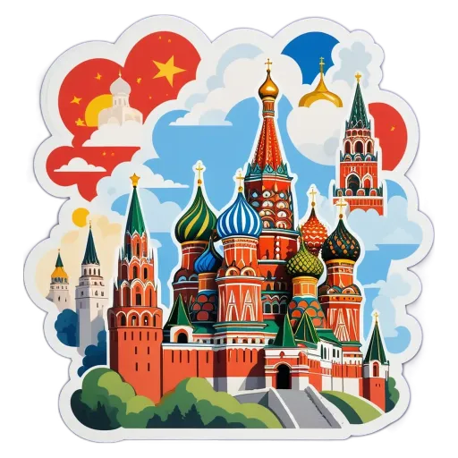 A colorful sticker of a cathedral with the words Saint Petersburg at the top.
