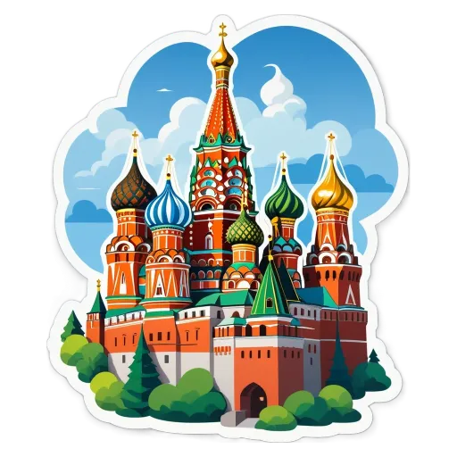 A colorful picture of a cathedral with a black and white background.