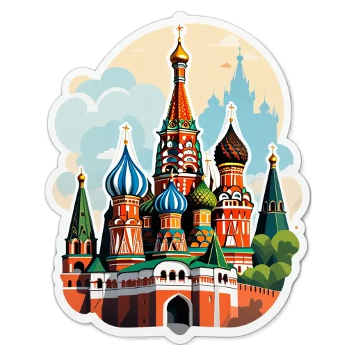 A colorful picture of a cathedral with the words Saint on it.