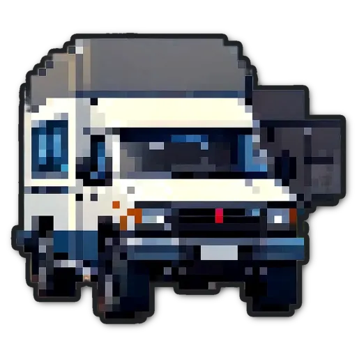 A truck in a digital image, generated using the color red and blue.