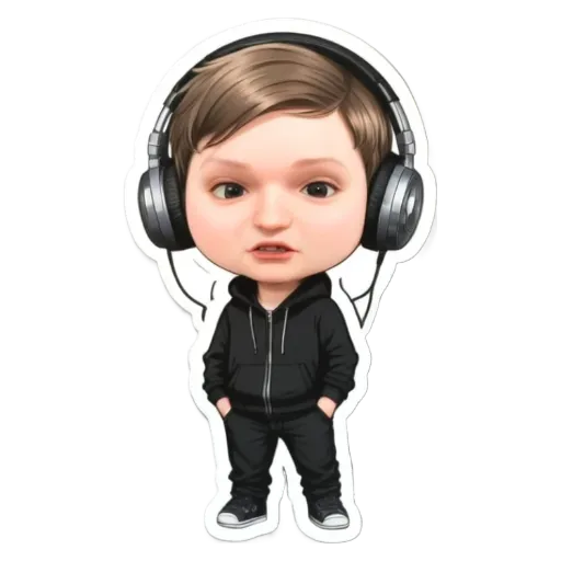 A child wearing headphones and a hoodie.