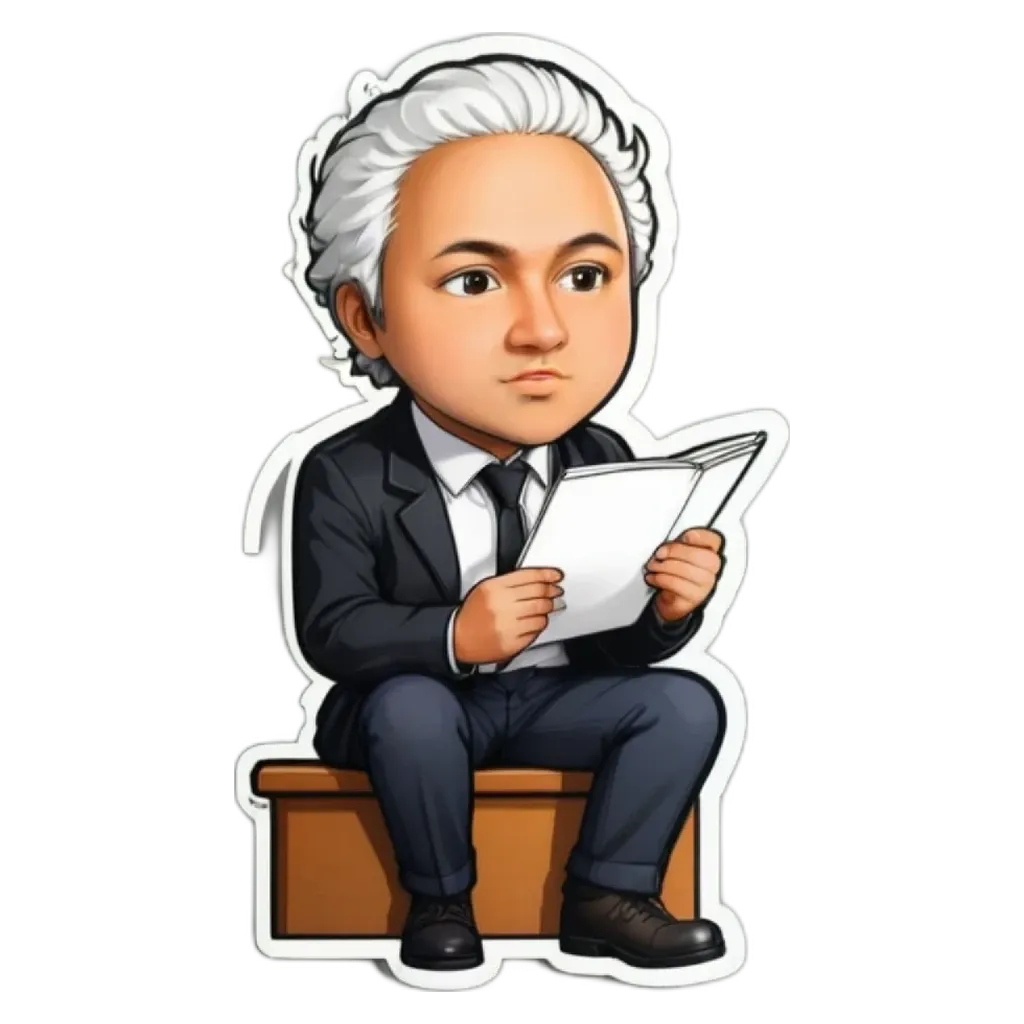 A cartoon reading a book with a tie.