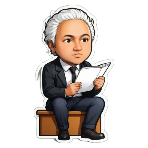 A cartoon reading a book with a tie.