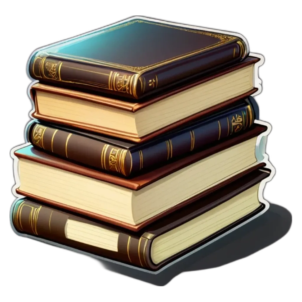 An image of a stack of books with a black and gold spine.