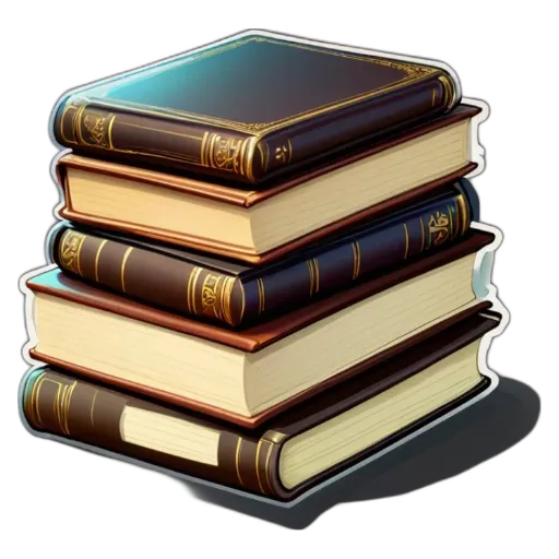 An image of a stack of books with a black and gold spine.