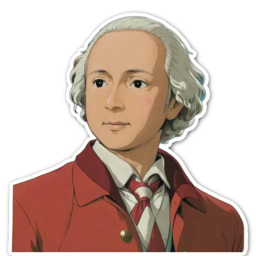 A sticker of a man with white hair and red jacket.