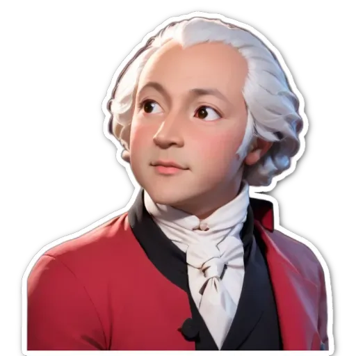 A sticker of a man with white hair and red jacket that says "this is an image of".