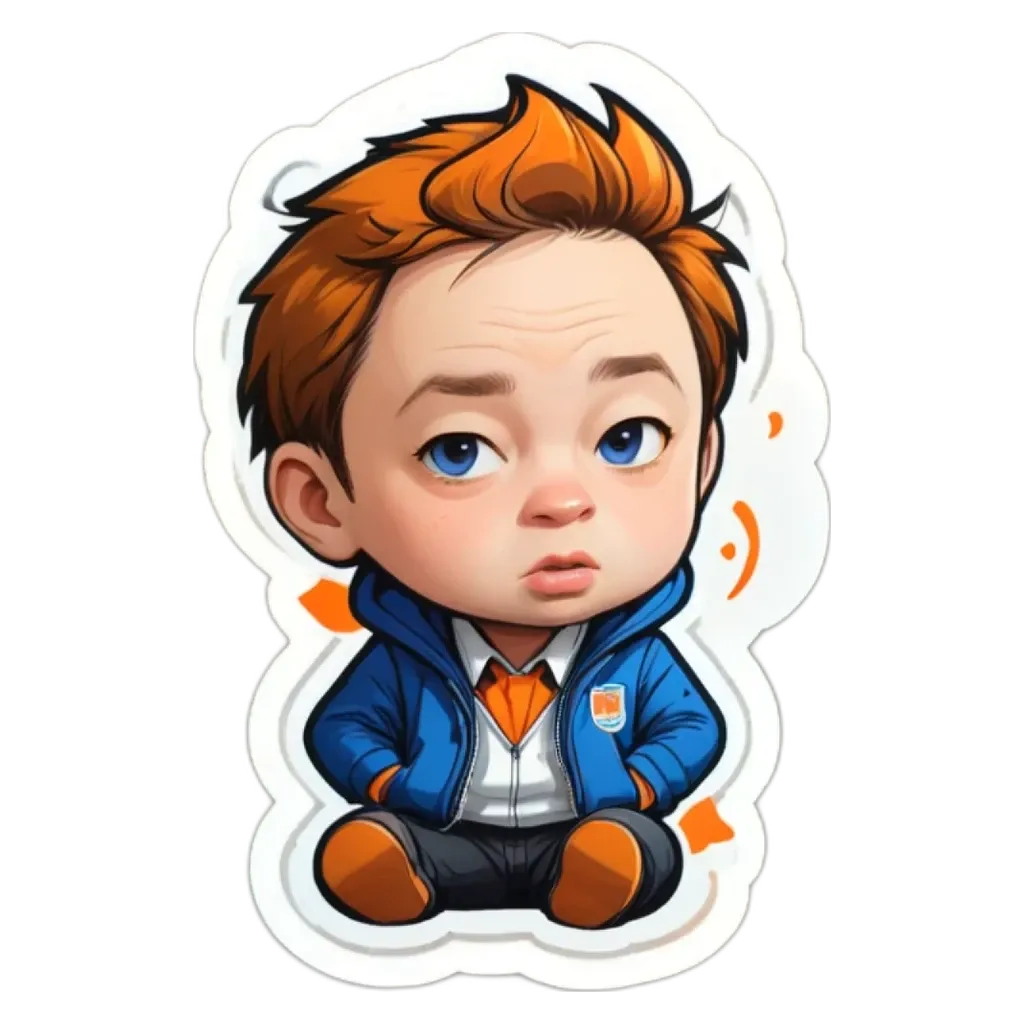 A boy with a blue jacket who is sad.