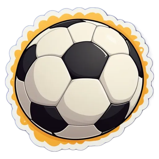 A sticker of a soccer ball with black and white colors.