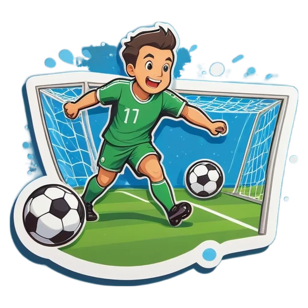 A boy is trying to shoot a soccer ball through the goal.