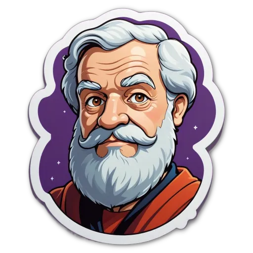 A Santa sticker with a purple background.
