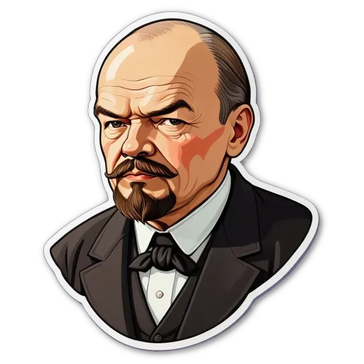 A sticker of a man with a beard and mustache wearing a suit.