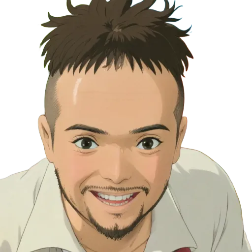 An anime character that looks happy.