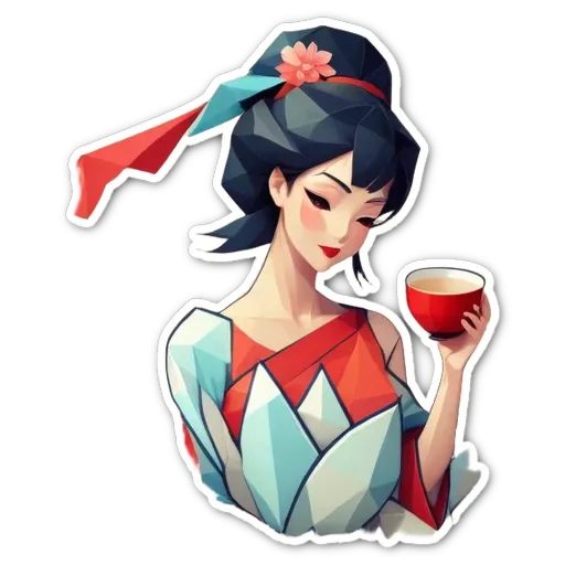 A geisha drinking from a cup.