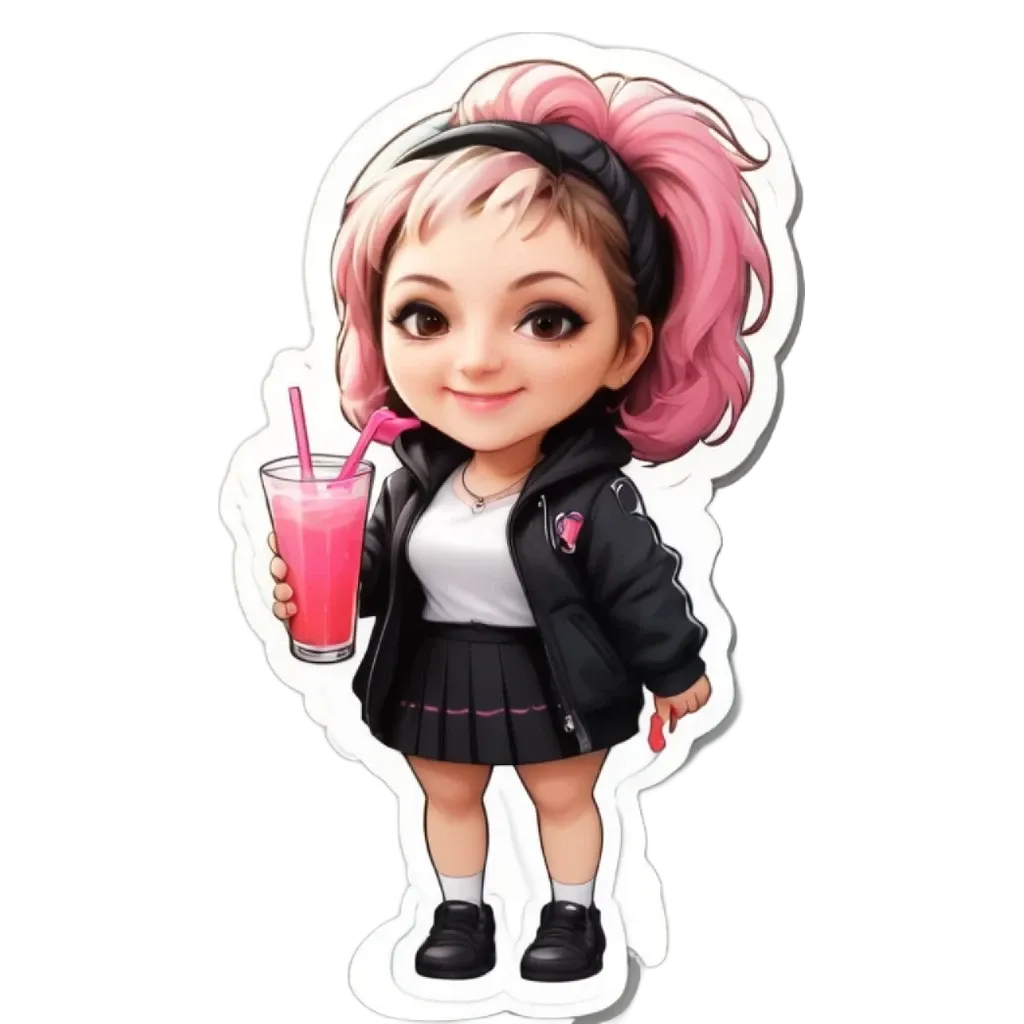 A girl with a drink in her hand is standing up.