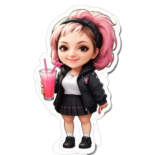 A girl with a drink in her hand is standing up.