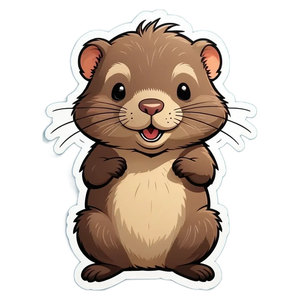 A hamster sticker is on a black background.