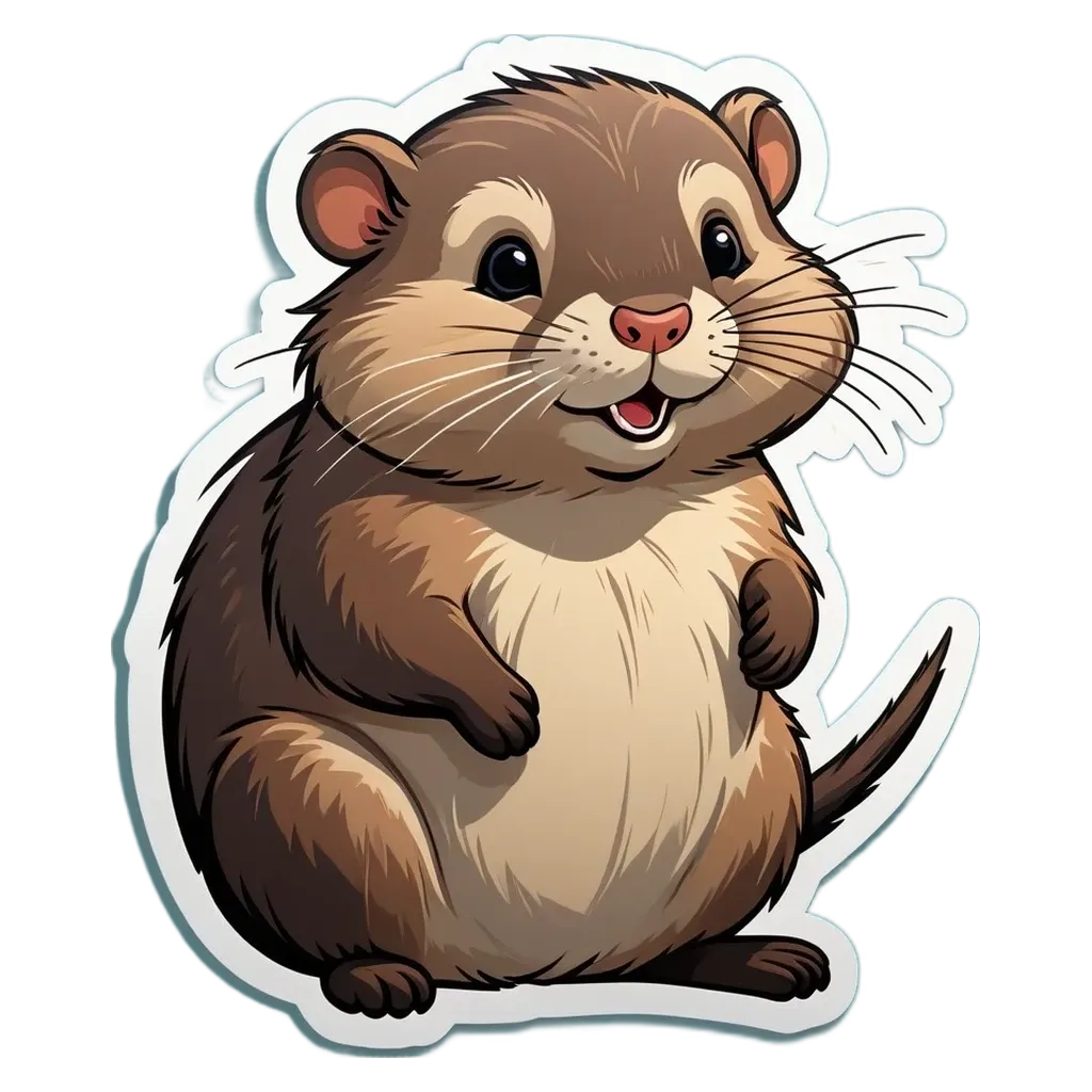A hamster is sitting on a black background with a smile on its face.