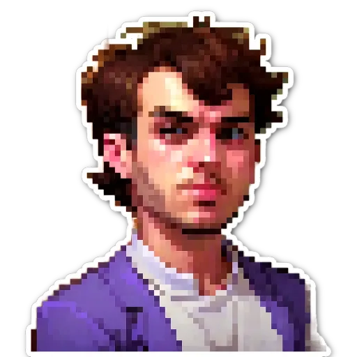A very brief description of a boy with a purple jacket and white shirt.