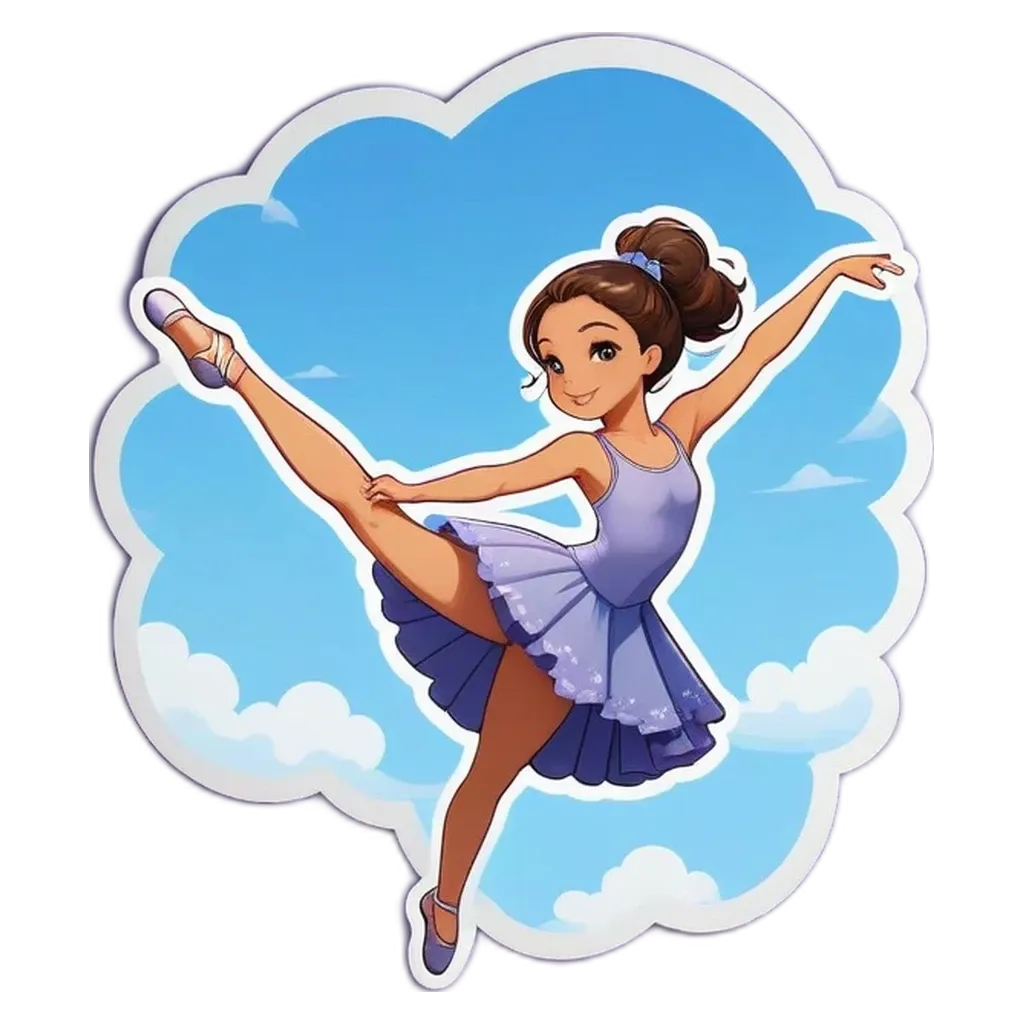 A cartoon drawing of a girl in a ballerina outfit on a black background.