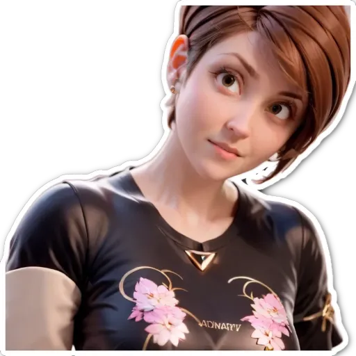 A sticker of a girl with a name tag that says Adnan.