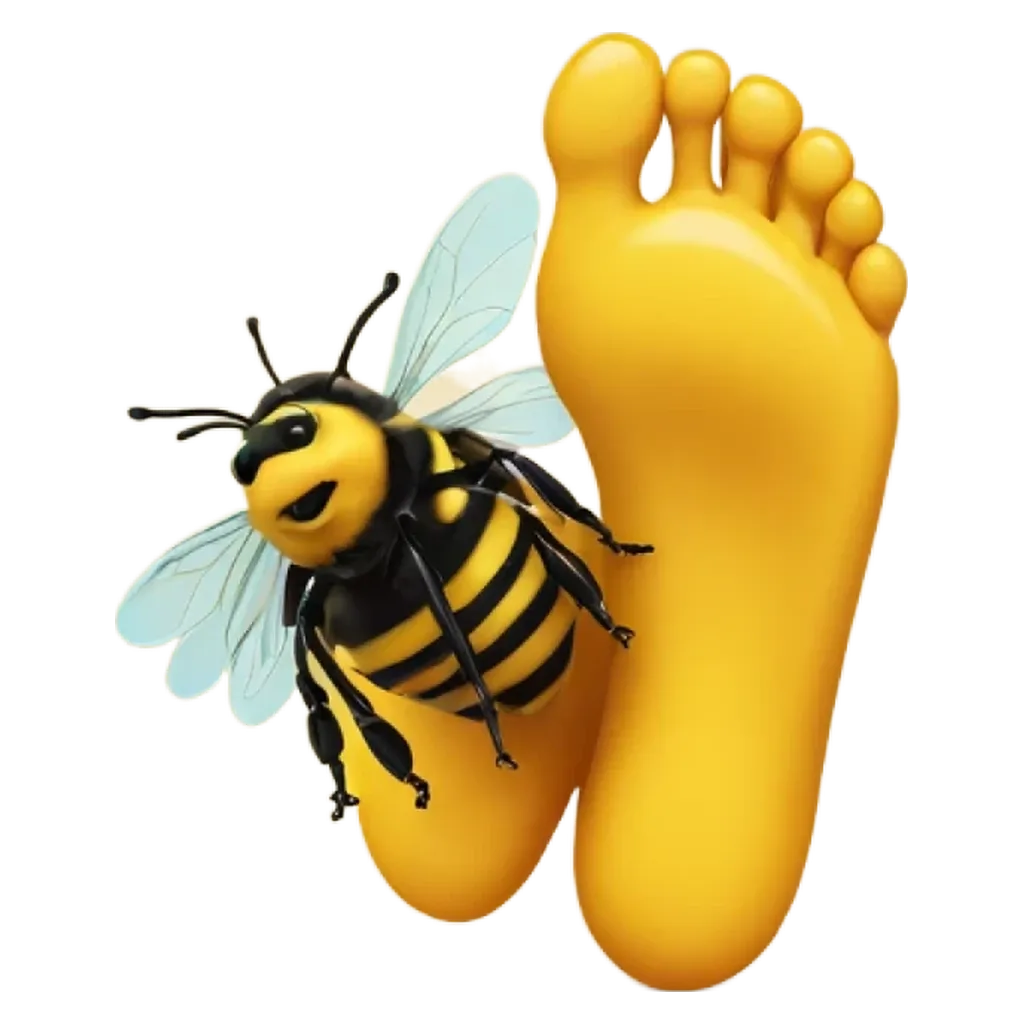 An image of a foot with a bee on it.