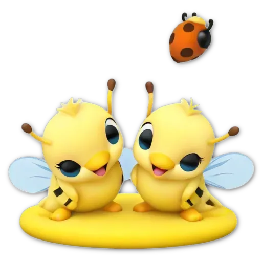 Two yellow bumblebees sitting next to each other.