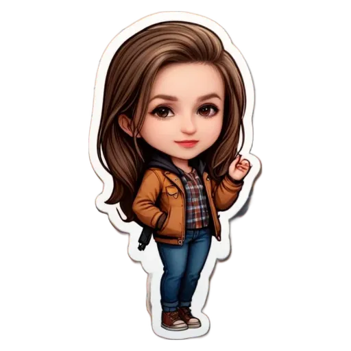 A girl is standing with her hand on her hip and wearing a brown jacket.